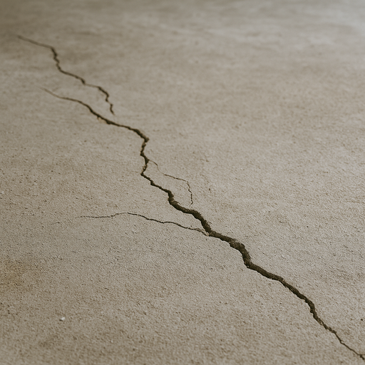 Gutachter-Risse und Unebenheiten in einer Estrichfläche