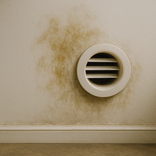 Gutachter-Feuchteschäden und Verfärbungen im Bereich einer Lüftungsdurchführung