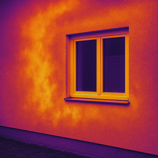 Gutachter-Visualisierung unterschiedlicher Oberflächentemperaturen an einer Fassade